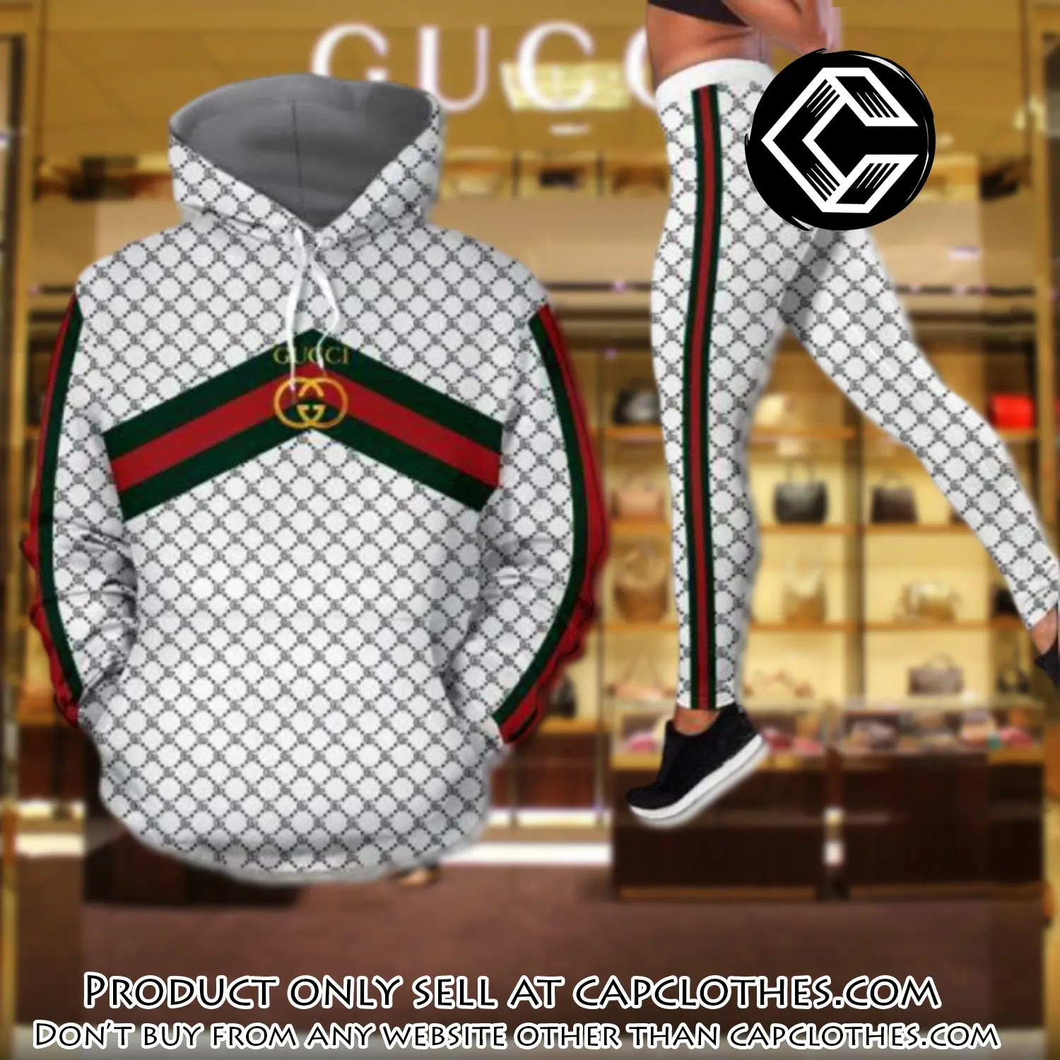 Gucci white hoodie legging set luxury for women cc5134694